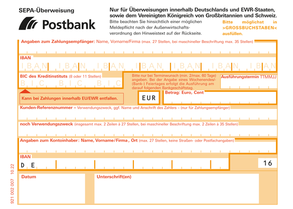 Überweisung Postbank